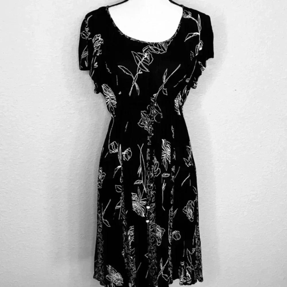 Bila Floral Flare Cinch Rayon Pullover Coverup Dress